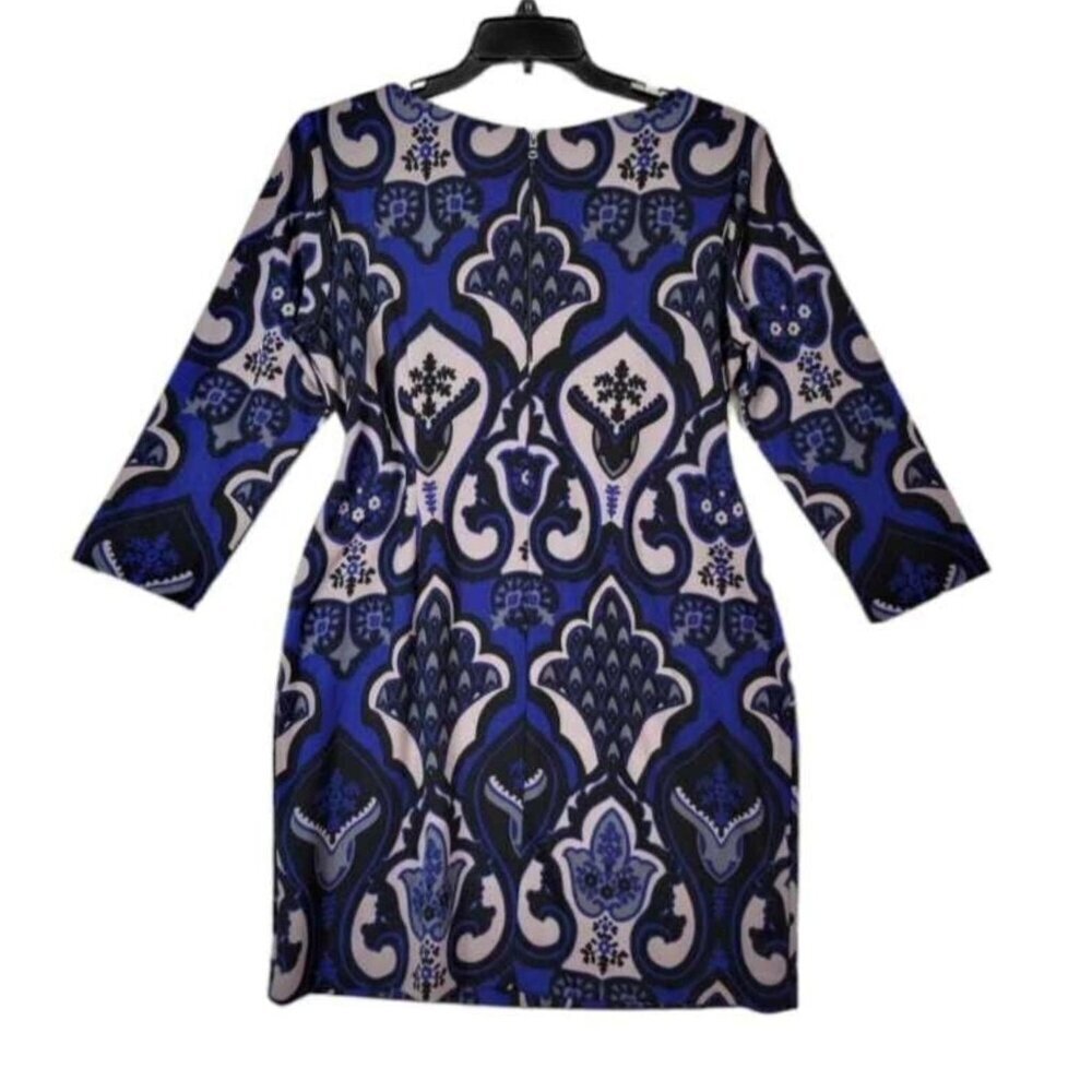 Just Taylor Women’s Size 4 Multicolored Paisley Dress Long Sleeves Stretch Back